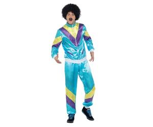 Smiffys Disfraz de chándal al colmo de la moda de los 80, azul, con chaqueta y pantalones Halloween, Carnaval