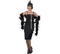 Smiffy's Disfraz de chica años 20 Negro – vestido largo, diadema y guantes – Talla L