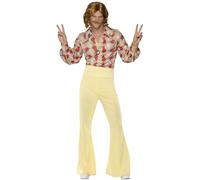 Smiffys Disfraz de chico estupendo de los 60, con camisa y pantalones campana de cintura alta Halloween, Carnaval