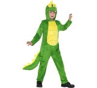Smiffys Disfraz de cocodrilo, verde, con mono con capucha y cola, unisex, deluxe Halloween, Carnaval