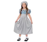 Smiffys Disfraz de colegiala victoriana, Gris, con vestido y sombrero Halloween