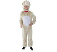 Smiffys Disfraz de cordero para niños, mono de animal con capucha, disfraz unisex de cordero blanco suave, disfraz de Halloween, día mundial del libro, fiestas divertidas, disfraz de animal para