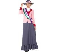 Smiffys Disfraz de dama victoriana deluxe, Gris y rosa, Con vestido, faja y sombrero Halloween, Carnaval