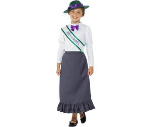 Smiffys Disfraz de dama victoriana, Rosa pastel y gris, con falda, blusa pegada, faja y sombrero Halloween, Carnaval