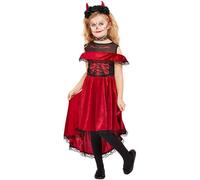 Smiffys Disfraz de diablo del Día de Muertos, Rojo, Vestido y diadema