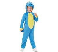 Smiffys Disfraz de dinosaurio para niños pequeños, Azul, con mono con capucha