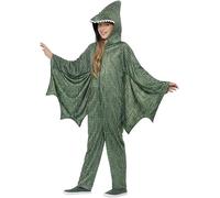 Smiffys Disfraz de dinosaurio pterodáctilo, Verde, con traje entero con capucha y alas incorporadas