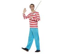 Smiffys Disfraz de ¿Dónde está Wally?, Rojo y blanco, con chaqueta, pantalón, gafas y gorro