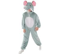 Smiffys Disfraz de elefante para niños, mono de animal gris con capucha, disfraz unisex para niños, disfraz de elefante suave para Halloween, Día Mundial del Libro, disfraz divertido de animal para