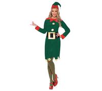 Smiffys Disfraz de elfa, Verde, con vestido, gorro y cinturón Halloween, Carnaval