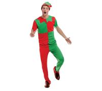 Smiffy's Disfraz de elfo - Verde y rojo con camiseta, pantalón y sombrero - Halloween