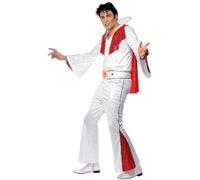 Smiffys Disfraz de Elvis, Blanco, con camisa, pantalón, capa y cinturón
