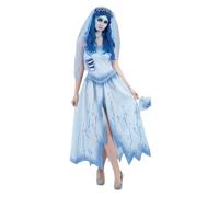 Smiffys Disfraz de Emily para adultos, vestido y diadema con velo, licencia oficial, acanalado recortado y detalles de dobladillo desgastado, perfecto para combinar con trajes de parejas y familiares