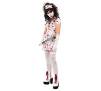 Smiffys Disfraz de enfermera zombi con diadema, máscara y vestido para mujer, disfraz de Halloween aterrador personaje de terror de hospital
