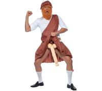 Smiffys Disfraz de escocés bien dotado, rojo, sombrero, barba, top, banda, kilt, escarcela, calcetines y pene Halloween, Carnaval