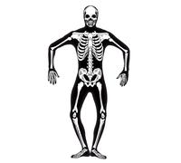 Smiffys Disfraz de esqueleto segunda piel, con cremallera escondida y apertura bajo la barbilla, GID