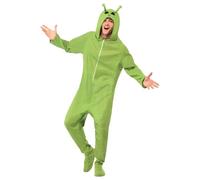 Smiffys Disfraz de extraterrestre, Verde, con traje entero con capucha