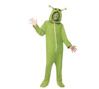 Smiffys Disfraz de extraterrestre, Verde, con traje entero con capucha Halloween, Carnaval