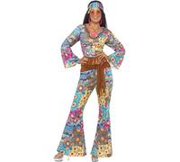 Mujer Hippie Flower Power Disfraz Groovy 60's Vibes Disfraz
