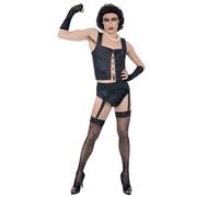 Smiffys Disfraz de Frank N Furter de Rocky Horror Show para adultos, corsé, cinturón de tirantes, pantalones, guantes y collar, traje oficial de licencia de terror Rocky con detalle de encaje y
