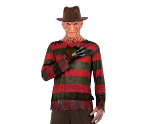 Smiffys Disfraz de Freddy Krueger de Pesadilla en Elm Street, incluye parte superior impresa, guante y sombrero, disfraz oficial de Nightmare on Elm Street para adultos, disfraz de Halloween para