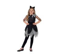 Smiffys Disfraz de gata de medianoche, Negro, con vestido, cola y diadema con orejas de gato Halloween, Carnaval