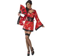 Smiffys Disfraz de geisha del vodka, vestido y cinturón con soporte para vasos de chupito Halloween