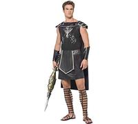 Smiffys Disfraz de gladiador oscuro, negro, con túnica y muñequeras