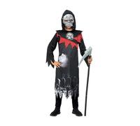 Smiffys Disfraz de Grim Reaper deluxe, Túnica con pecho y máscara de calavera de EVA
