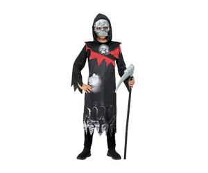 Smiffys Disfraz de Grim Reaper deluxe, Túnica con pecho y máscara de calavera de EVA