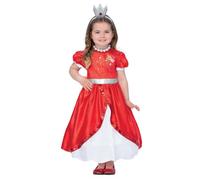 Smiffys Disfraz de Grizelda de True and the Rainbow Kingdom, vestido rojo y blanco para niños, collar y diadema, traje de licencia oficial, disfraz oficial de True and the Rainbow Kingdom