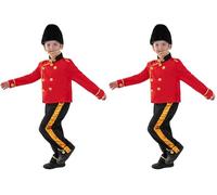 Smiffys Disfraz de guardia con gorro alto, con top, pantalones y gorro Halloween, Carnaval (Paquete de 2)