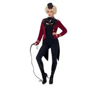 Smiffys Disfraz de jefe de pista de circo, Rojo, con chaqueta, cuello y minisombrero de copa Halloween, Carnaval