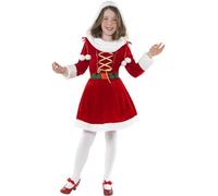 Smiffys Disfraz de Little Miss Santa, Rojo, con vestido Halloween