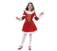 Smiffys Disfraz de Little Miss Santa, Rojo, con vestido Halloween, Carnaval