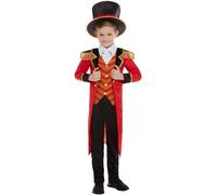 Smiffys Disfraz de maestro de ceremonias de lujo, color rojo con chaqueta, camisa falsa, pantalones y sombrero, disfraz para niños