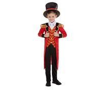 Smiffys Disfraz de maestro de ceremonias, rojo, con chaqueta, camisa figurada, pantalones y sombero, 3-4 Años