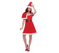 Smiffys Disfraz de Mamá Noel, Rojo, con vestido, sombrero y capa Halloween, Carnaval