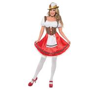 Smiffys Disfraz de moza bávara, vestido con delantal unido Halloween, Carnaval