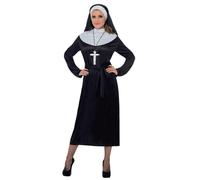 Smiffys Disfraz de monja, negro, con vestido y velo Halloween, Carnaval