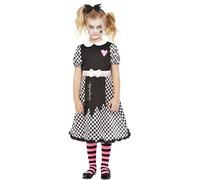 Smiffys Disfraz de muñeca rota, Negro y blanco, Vestido y diadema