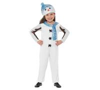 Smiffys Disfraz de muñeco de nieve para bebés, Blanco, con mono y gorro Halloween, Carnaval