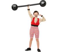 Smiffys Disfraz de niño forzudo, Varios Colores, con mono corto y bigote