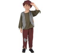 Smiffys Disfraz de niño victoriano pobre, Verde, con parte de arriba, pantalón y gorro Halloween, Carnaval