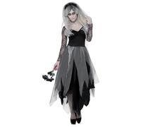 Smiffys Disfraz de novia de cementerio, con vestido y velo con rosas Halloween, Carnaval