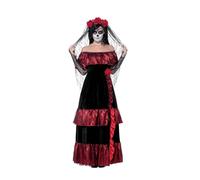 Smiffys Disfraz de novia del Día de Muertos, con vestido y velo con rosas