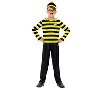Smiffys Disfraz de Odlaw de Dónde está Wally, con camiseta, pantalones, sombrero, bigote y gafas