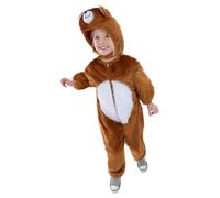 Smiffys Disfraz de oso para niños, mono de animal con capucha, disfraz unisex para niños, disfraz de oso marrón suave, traje de Halloween para niños y niñas, cosplay de animales para fiestas, día del