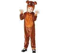 Smiffys Disfraz de oso pequeño, Marrón, con mono con capucha Halloween, Carnaval