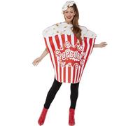 Smiffys Disfraz de palomitas, Rojo y blanco, Disfraz de una sola pieza con sombrero Halloween, Carnaval